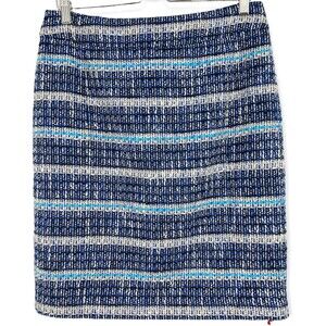 Tory Burch Pencil Skirt Size 10 Blue Weaved
